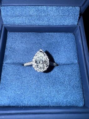 Helzberg Diamonds Pear Halo Engagement Ring in White Size 7 Brand New GIA Cert